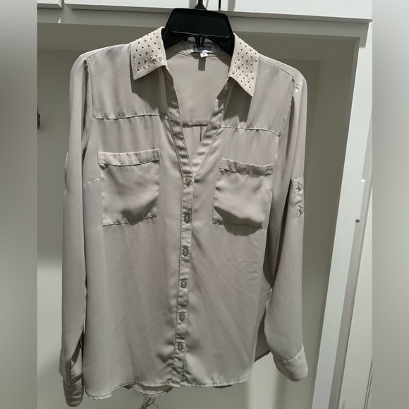 Express Portofino Blouse with Gold Studded Collar - Size M - Picture 1 of 4